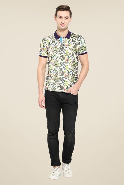 Duke Stardust Off White Tropical Print T Shirt Duke Stardust Off White Tropical Print T Shirt