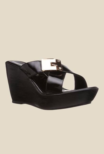 Catwalk Black Cross Strap Wedges Catwalk Black Cross Strap Wedges
