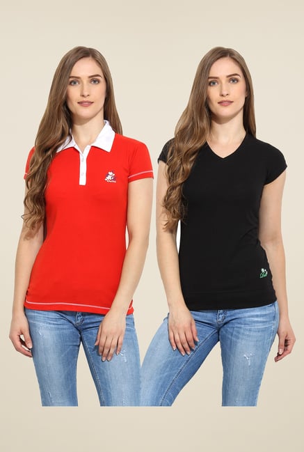 Duke Stardust Red & Black Solid T Shirt (Pack of 2) Duke Stardust Red & Black Solid T Shirt (Pack of 2)