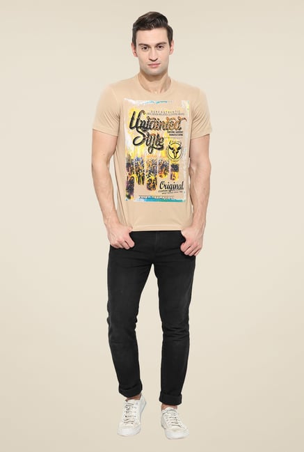 Duke Stardust Beige Graphic Print T Shirt Duke Stardust Beige Graphic Print T Shirt