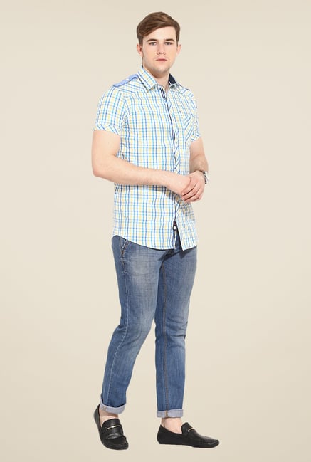 Duke Stardust Blue & Yellow Checks Shirt Duke Stardust Blue & Yellow Checks Shirt