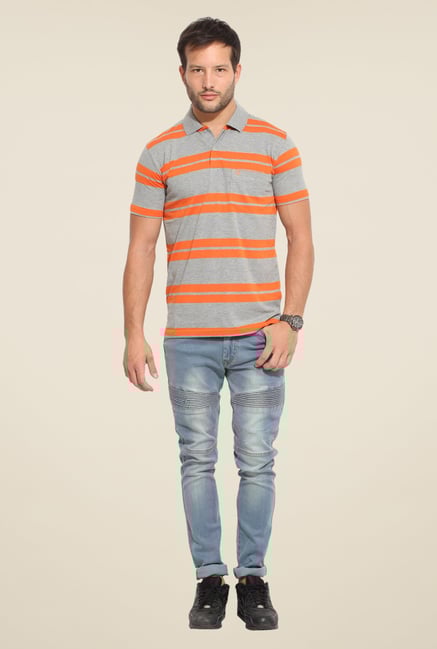 Duke Stardust Grey & Orange Striped T-shirt Duke Stardust Grey & Orange Striped T-shirt