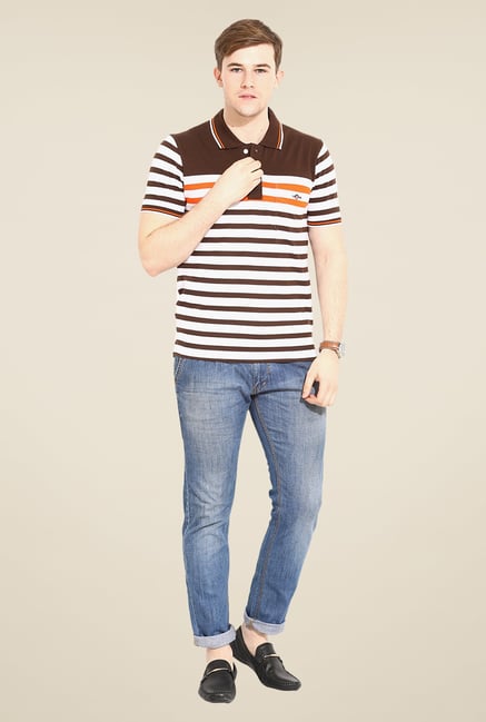 Duke Stardust White & Brown Striped T-shirt Duke Stardust White & Brown Striped T-shirt