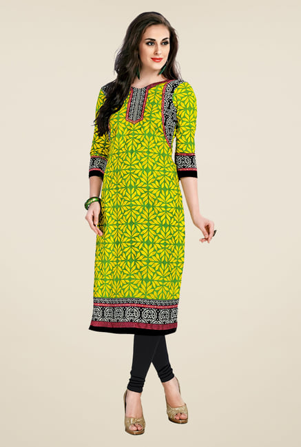 Salwar Studio Yellow Printed Unstitched Kurti Salwar Studio Yellow Printed Unstitched Kurti