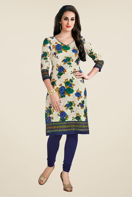 Salwar Studio Beige Floral Print Unstitched Kurti Salwar Studio Beige Floral Print Unstitched Kurti