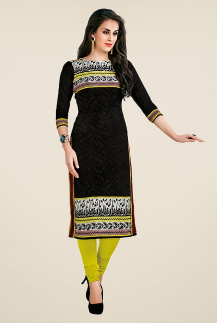 Salwar Studio Black Printed Unstitched Kurti Salwar Studio Black Printed Unstitched Kurti