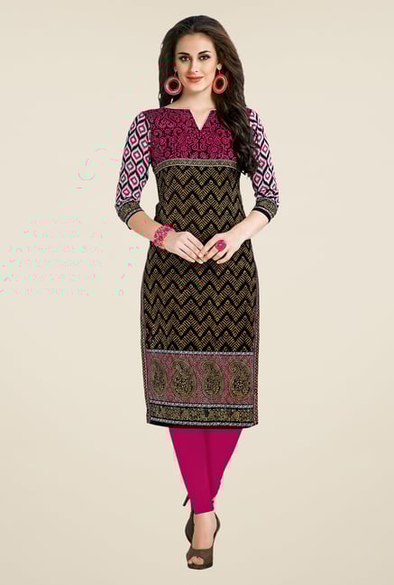 Salwar Studio Black Printed Unstitched Kurti Salwar Studio Black Printed Unstitched Kurti