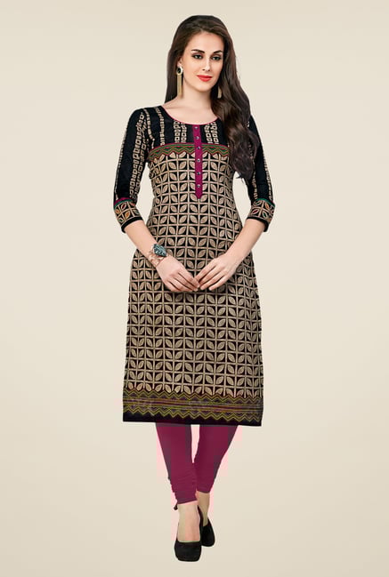 Salwar Studio Black Printed Unstitched Kurti Salwar Studio Black Printed Unstitched Kurti