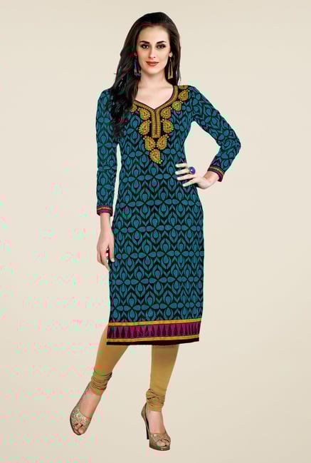 Salwar Studio Blue Printed Unstitched Kurti Salwar Studio Blue Printed Unstitched Kurti