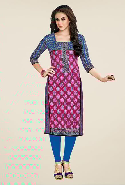 Salwar Studio Pink Printed Unstitched Kurti Salwar Studio Pink Printed Unstitched Kurti