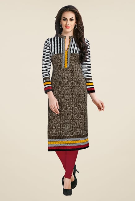 Salwar Studio Olive Paisley Print Unstitched Kurti Salwar Studio Olive Paisley Print Unstitched Kurti