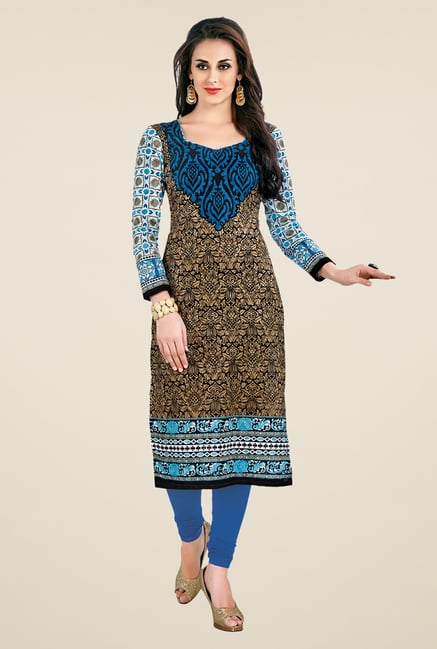 Salwar Studio Blue Printed Unstitched Kurti Salwar Studio Blue Printed Unstitched Kurti
