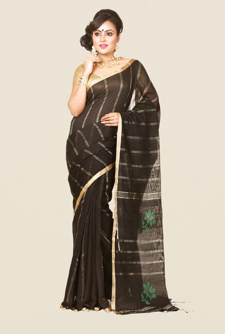 Bengal Handloom Black Silk Saree Bengal Handloom Black Silk Saree