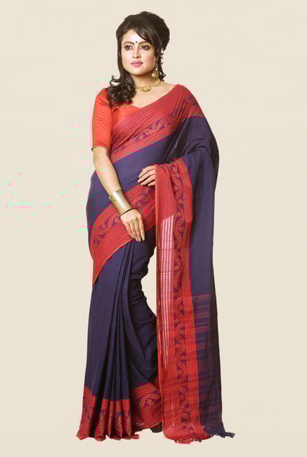Bengal Handloom Navy Branded Pure Cotton Saree Bengal Handloom Navy Branded Pure Cotton Saree
