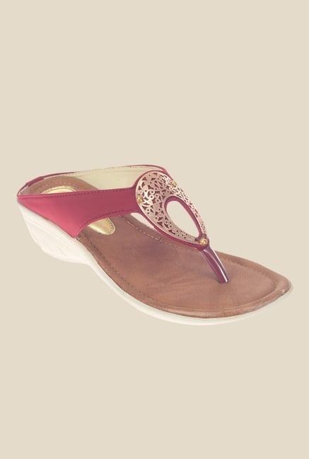 Khadim's Cleo Maroon Thong Sandals Khadim's Cleo Maroon Thong Sandals