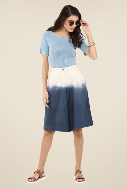 Yepme Blue & Grey Ellyse Culottes Yepme Blue & Grey Ellyse Culottes