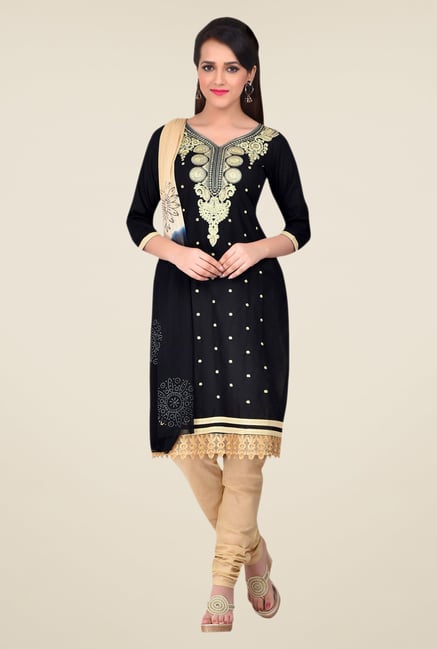 Shonaya Black & Beige Embroidered Dress Material Shonaya Black & Beige Embroidered Dress Material