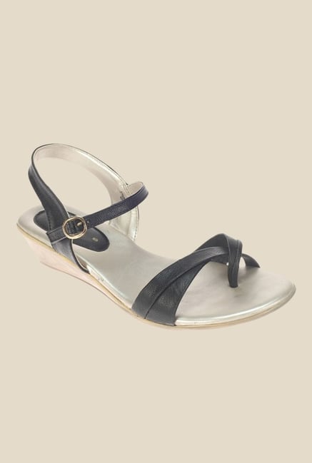 Khadim's Sharon Black Ankle Strap Wedges Khadim's Sharon Black Ankle Strap Wedges