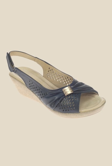 Khadim's Sharon Navy Back Strap Wedges Khadim's Sharon Navy Back Strap Wedges