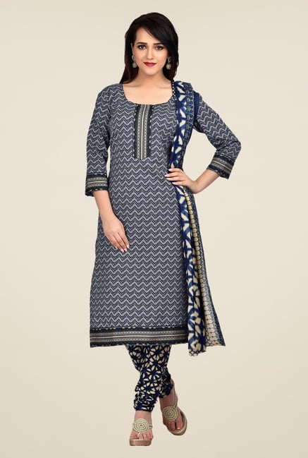 Shonaya Blue Printed Dress Material Shonaya Blue Printed Dress Material