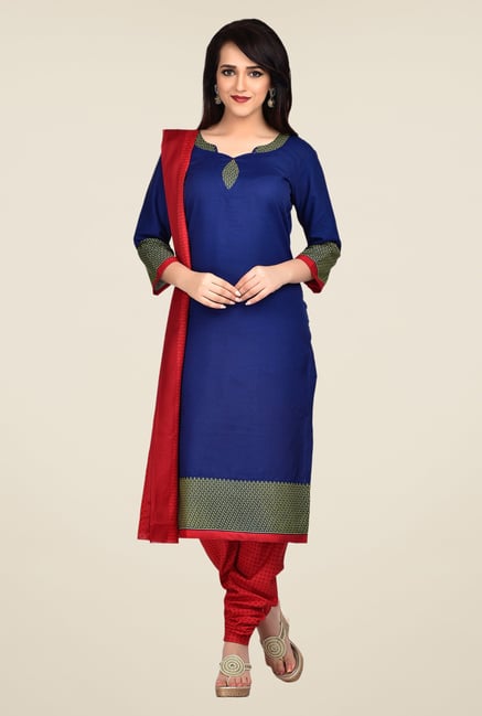 Shonaya Blue & Red Printed Dress Material Shonaya Blue & Red Printed Dress Material