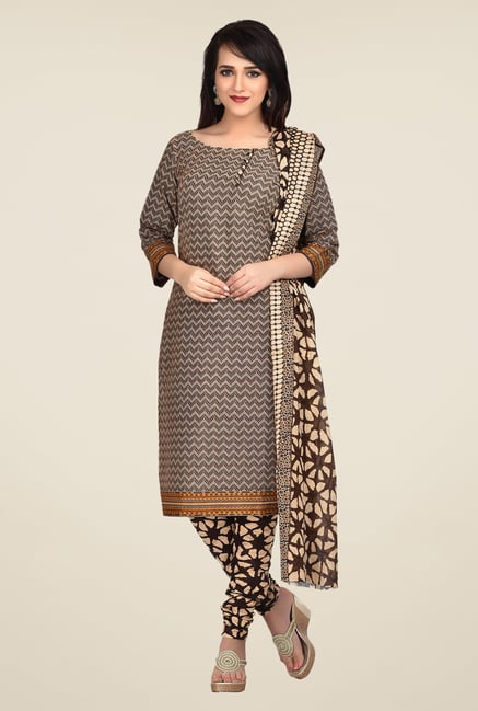 Shonaya Brown Printed Dress Material Shonaya Brown Printed Dress Material