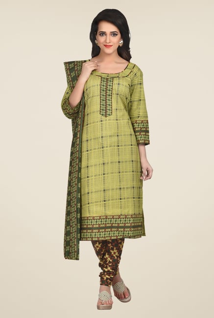 Shonaya Olive & Maroon Printed Dress Material Shonaya Olive & Maroon Printed Dress Material