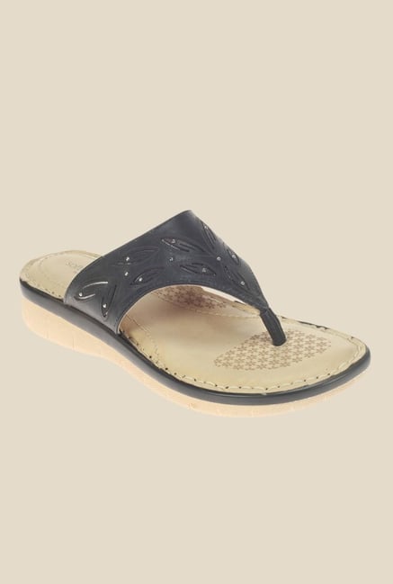 Khadim's Softouch Black Thong Sandals Khadim's Softouch Black Thong Sandals