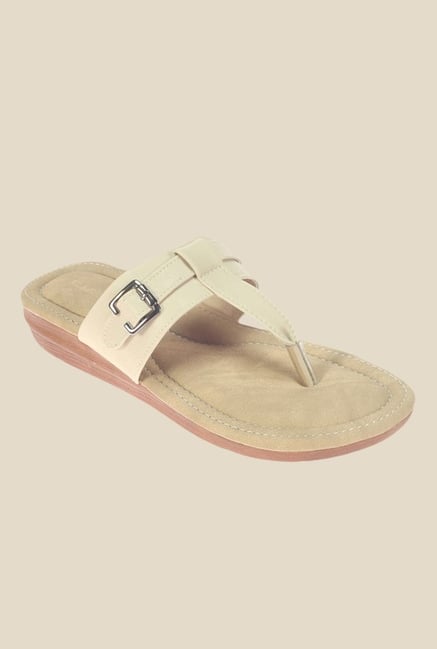 Khadim's Ivory T-Strap Sandals Khadim's Ivory T-Strap Sandals