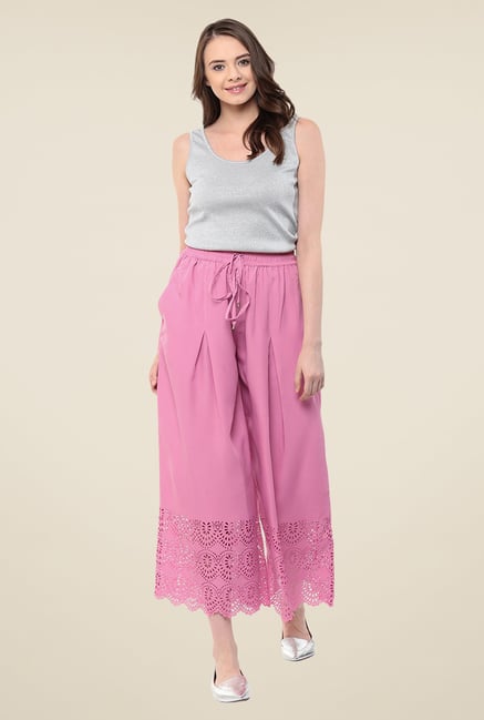 Yepme Pink Adina Laser Cut Palazzos Yepme Pink Adina Laser Cut Palazzos