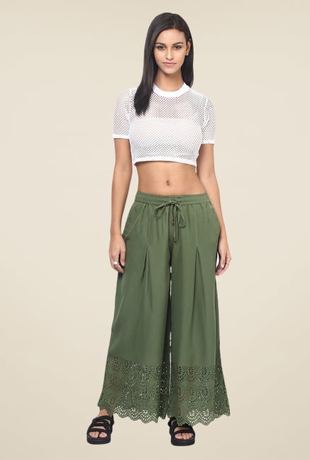 Yepme Olive Adina Laser Cut Palazzos Yepme Olive Adina Laser Cut Palazzos