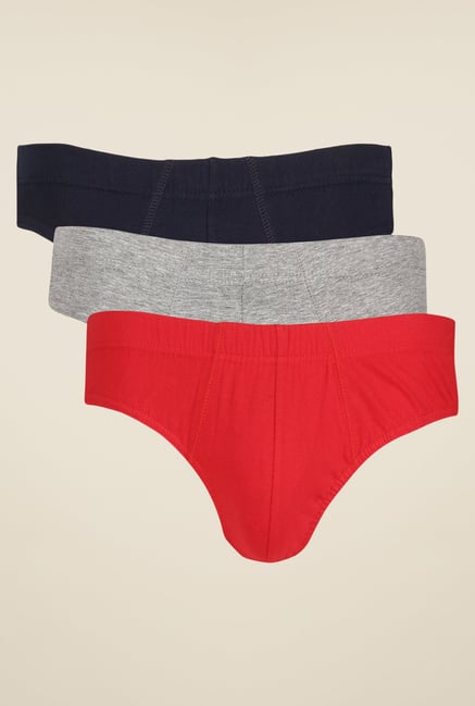 Yepme Red, Grey & Navy Jasper Briefs (Pack Of 3) Yepme Red, Grey & Navy Jasper Briefs (Pack Of 3)