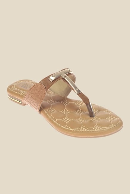 Khadim's Cleo Tan T-Strap Sandals Khadim's Cleo Tan T-Strap Sandals