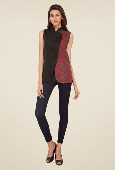 Soie Black Self Print Top Soie Black Self Print Top