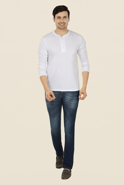 Weardo White Henley Neck T Shirt Weardo White Henley Neck T Shirt