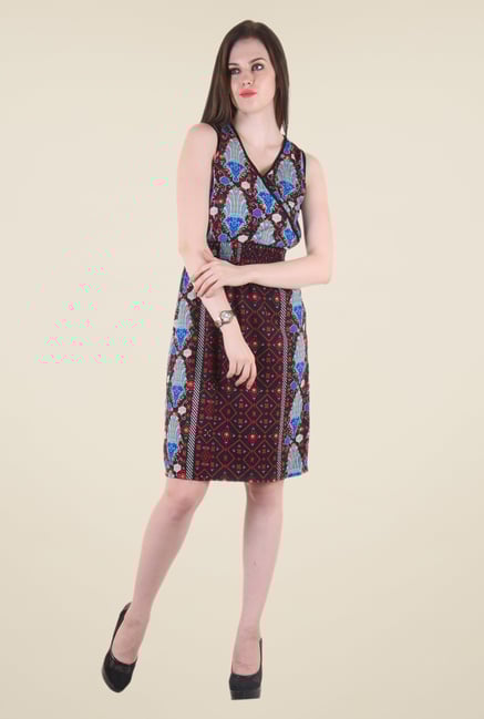 Hotberries Red & Blue Abstract Print Dress Hotberries Red & Blue Abstract Print Dress