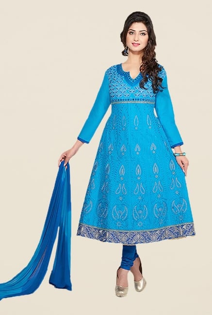 Ishin Blue Embroidered Unstitched Dress Material Ishin Blue Embroidered Unstitched Dress Material
