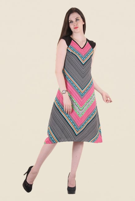 Hotberries Black & Pink Printed Dress Hotberries Black & Pink Printed Dress