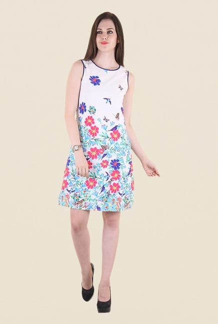 Hotberries White & Blue Floral Print Dress Hotberries White & Blue Floral Print Dress