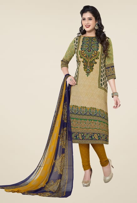 Ishin Green & Yellow Printed Unstitched Dress Material Ishin Green & Yellow Printed Unstitched Dress Material