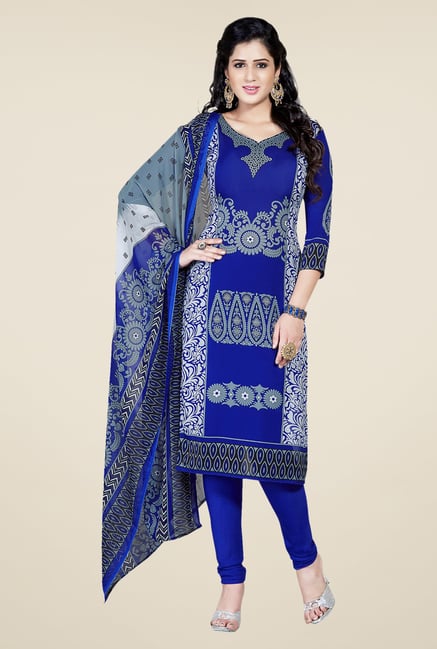 Ishin Blue Printed Unstitched Dress Material Ishin Blue Printed Unstitched Dress Material