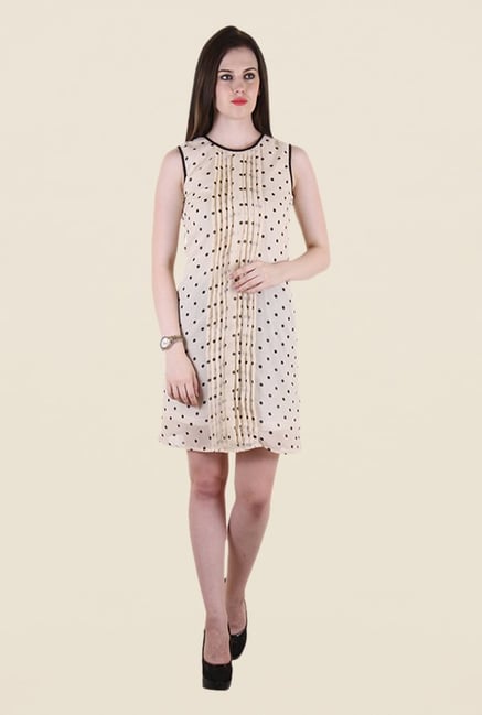 Hotberries Beige Polka Dot Dress Hotberries Beige Polka Dot Dress