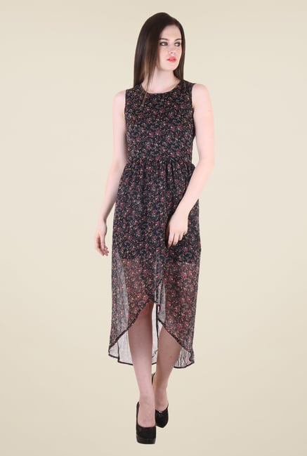Hotberries Black Floral Print Dress Hotberries Black Floral Print Dress