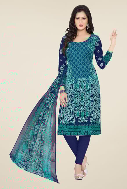 Ishin Blue Printed Unstitched Dress Material Ishin Blue Printed Unstitched Dress Material
