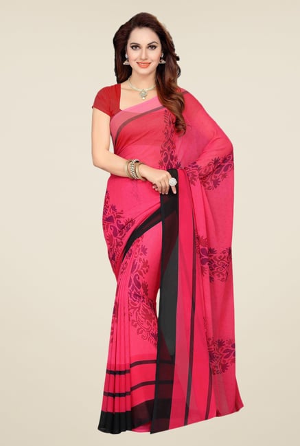Ishin Red Faux Georgette Printed Saree Ishin Red Faux Georgette Printed Saree