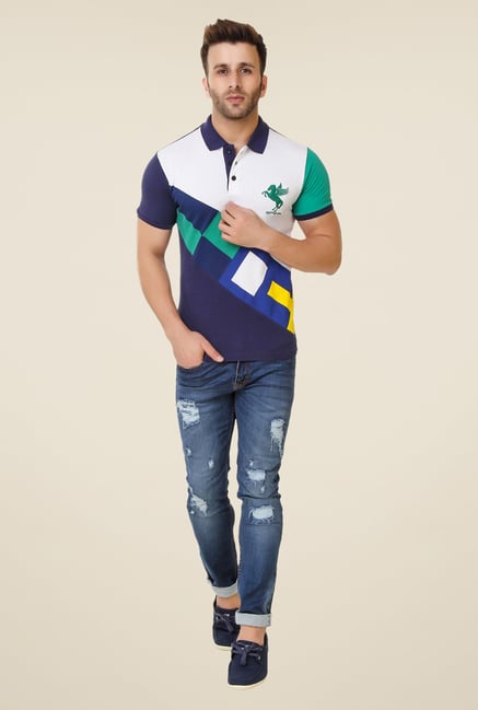 Spunk Navy Cut & Sew Polo T-shirt Spunk Navy Cut & Sew Polo T-shirt