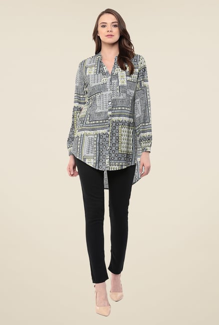 Yepme Grey Emery Longline Shirt Yepme Grey Emery Longline Shirt