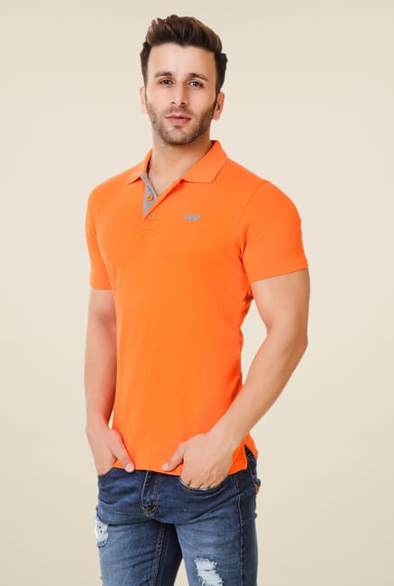 Spunk Orange Basic Polo T-shirt Spunk Orange Basic Polo T-shirt