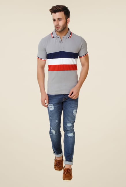 Spunk Grey Baystriped Polo T-shirt Spunk Grey Baystriped Polo T-shirt