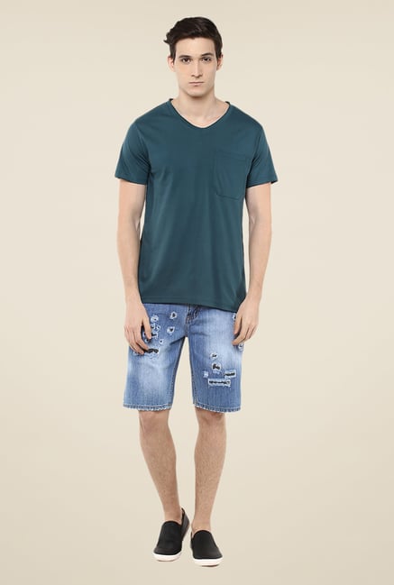 Yepme Blue Douges Lighte Wash Denim Shorts Yepme Blue Douges Lighte Wash Denim Shorts